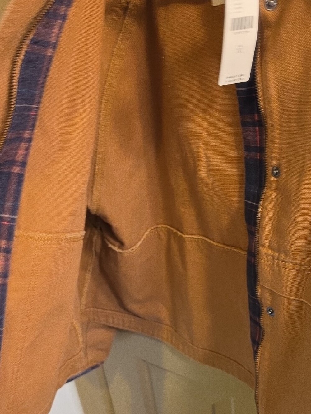 Anthropologie Pilcro The Lexie Cropped Workwear Jacket Plaid Collar Tan NWT XL - Picture 8 of 10